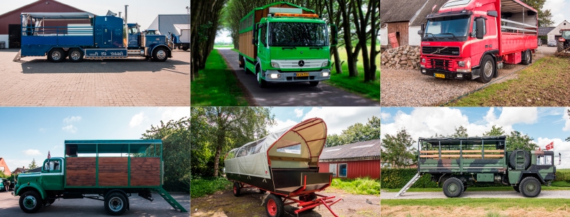 Billede af forskellige typer lastbiler til studenterkørsel